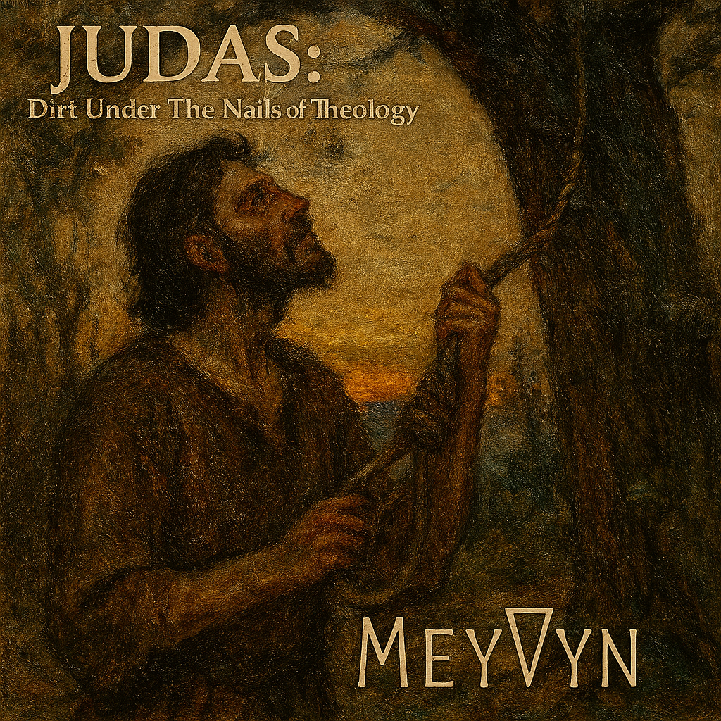 “Judas – The One He Chose album cover by MeyVyn, featuring a dimly lit silver coin resting in the dirt, with a shadowed hand in the background, symbolizing betrayal and the weight of prophetic choice.”
