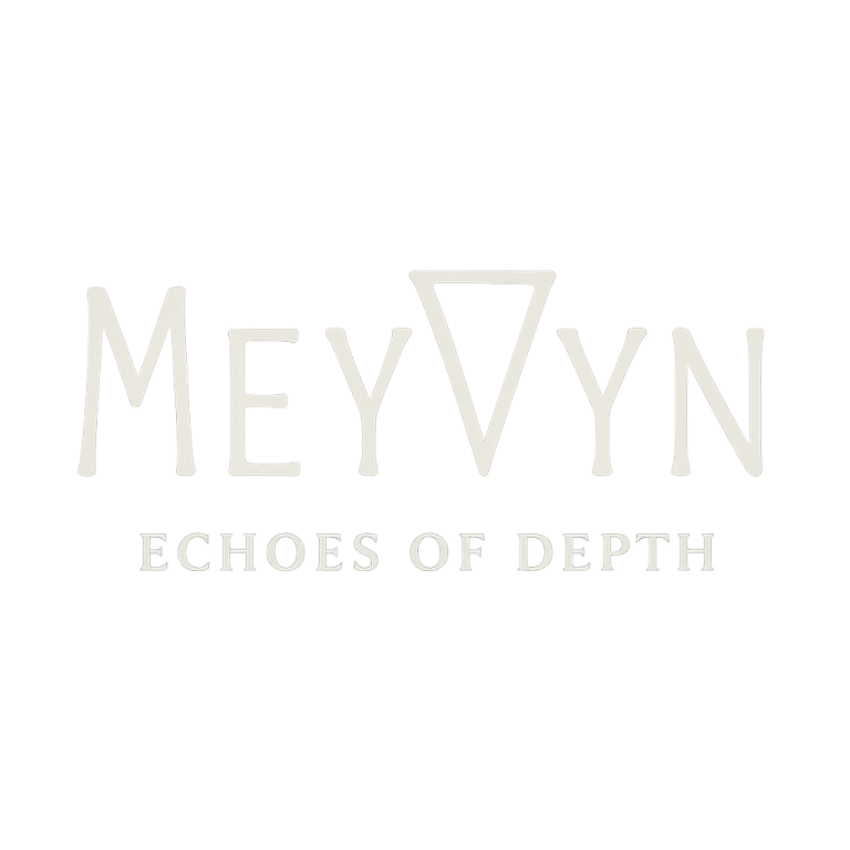“MeyVyn official logo featuring bold typography with a distinctive upside-down triangle integrated into the Y, representing creativity grounded in authenticity and grit.”